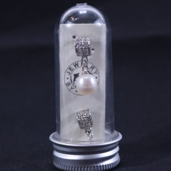 White Fresh Water Pearl Hanging Post Earrings – Sterling Silver - Picture 6 of 6